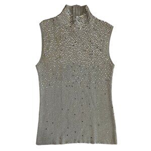 Ladies Silver Sleeveless Turtleneck with Silver Sequins